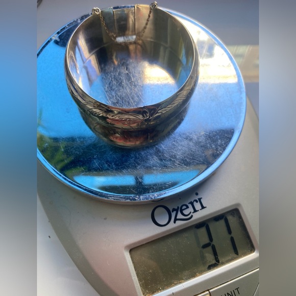 Vintage 925 Sterling Silver Etched Floral Hinge Bangle Bracelet Estate Piece - Picture 7 of 7